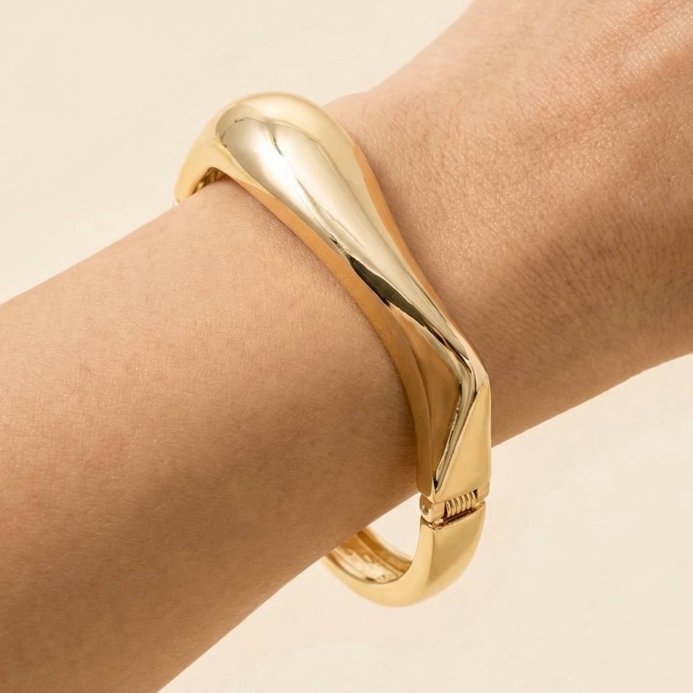 Irregular Shape Hinge Bangle Bracelet