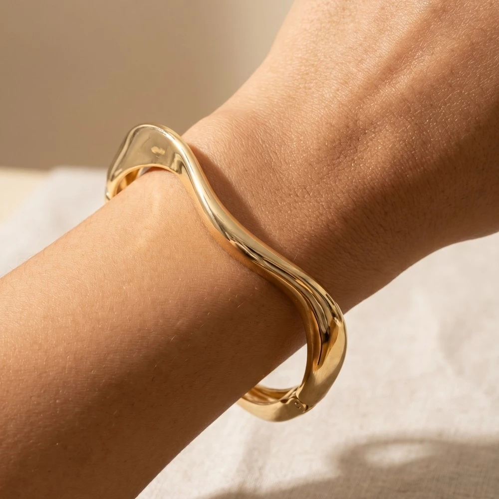 Wavy Hinge Bangle Bracelet