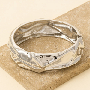 Crumple Textured Hinge Bangle Bracelet