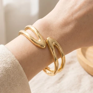 Twin Curve Hinge Bangle Bracelet