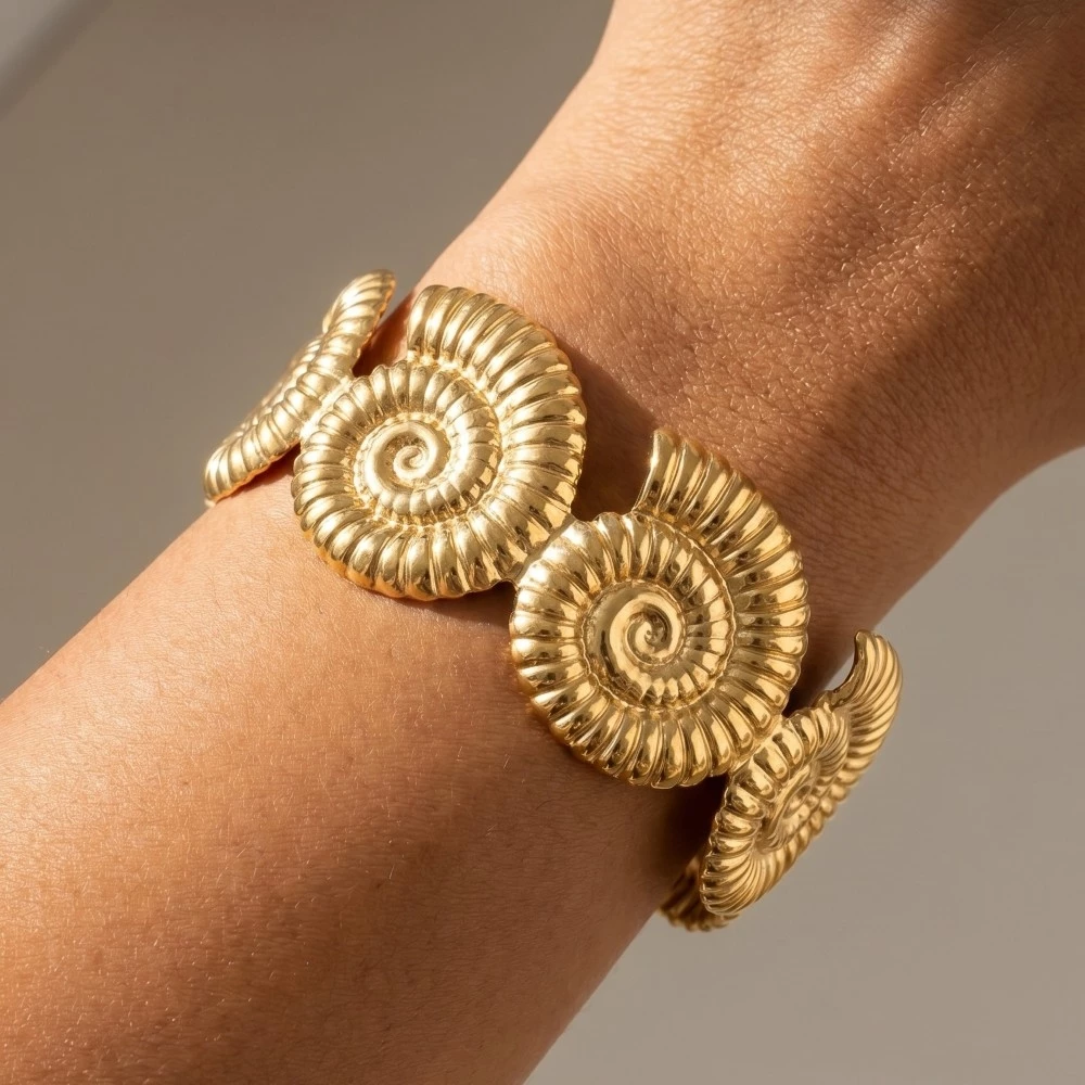 Stainless Steel Sea Shell Cuff Bracelet
