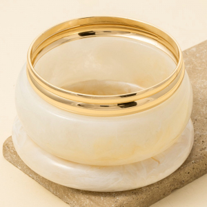 4 Piece Marbel Resin And Metallic Bangle Bracelet Set