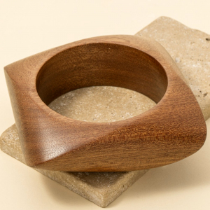 Large Wood Square Shape Bangle Bracelet