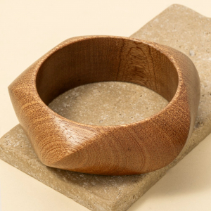 Pentagon Shape Wooden Bangle Bracelet
