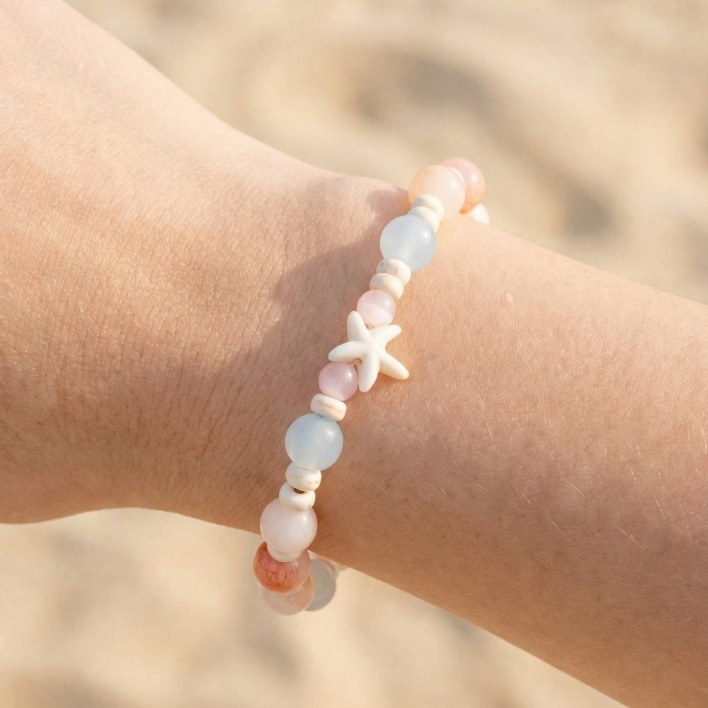 Starfish And Leaf Beaded Bracelet
