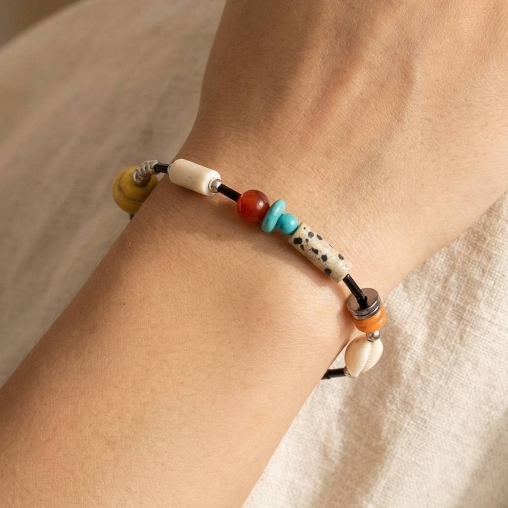 Assorted Mix Beads Adjustable Chain Bracelet