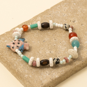 Mixed Beads Fish Charm Bracelet