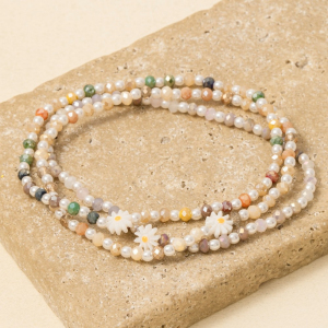 Flower Charm Beaded Bracelet 3 Set