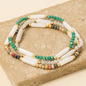 Assorted Beaded Bar Bracelet 3 Set