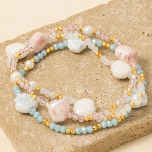 Beaded Seashell Bracelet 3 Set
