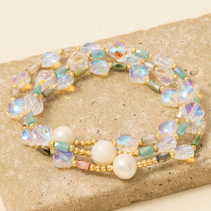 Assorted Multi Pearl Bead Bracelet 3 Set