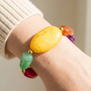Large Marble Resin Beads Bracelet