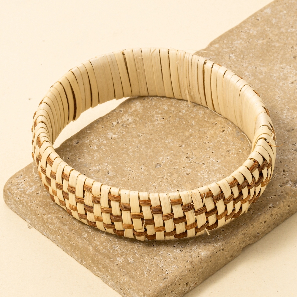 Intricate Pattern Straw Bangle Bracelet