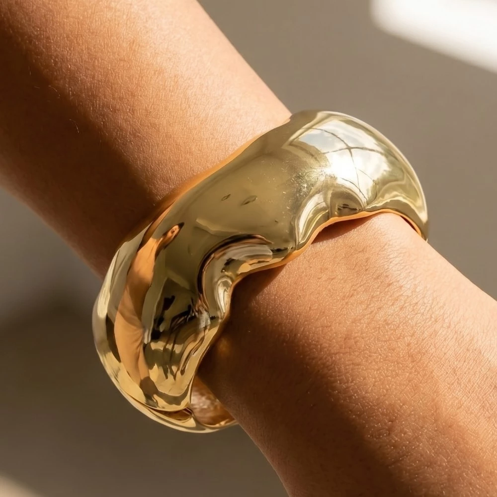 Rounded Warped Hinge Bangle Bracelet