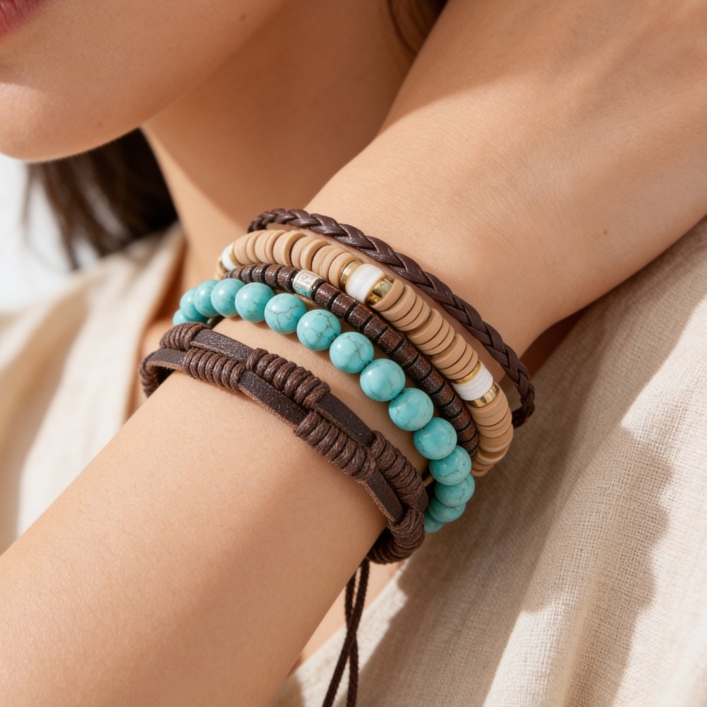 Assorted Beads And Braids Bracelet Set