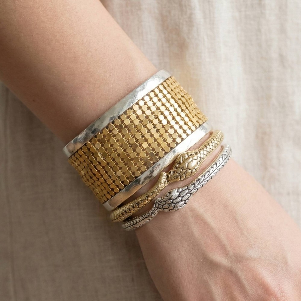 Two Tone Snake Cuff Bracelet