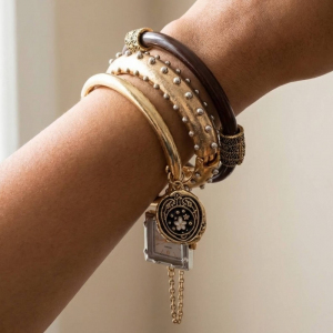 Three Piece Bangle With Charms And Watch Bracelet