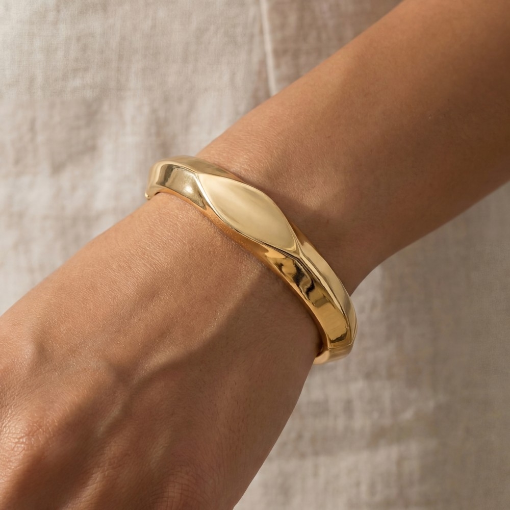 Sculpted Metallic Hinged Bangle Bracelet