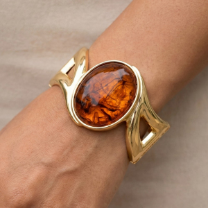 Oval Stone Bangle Bracelet