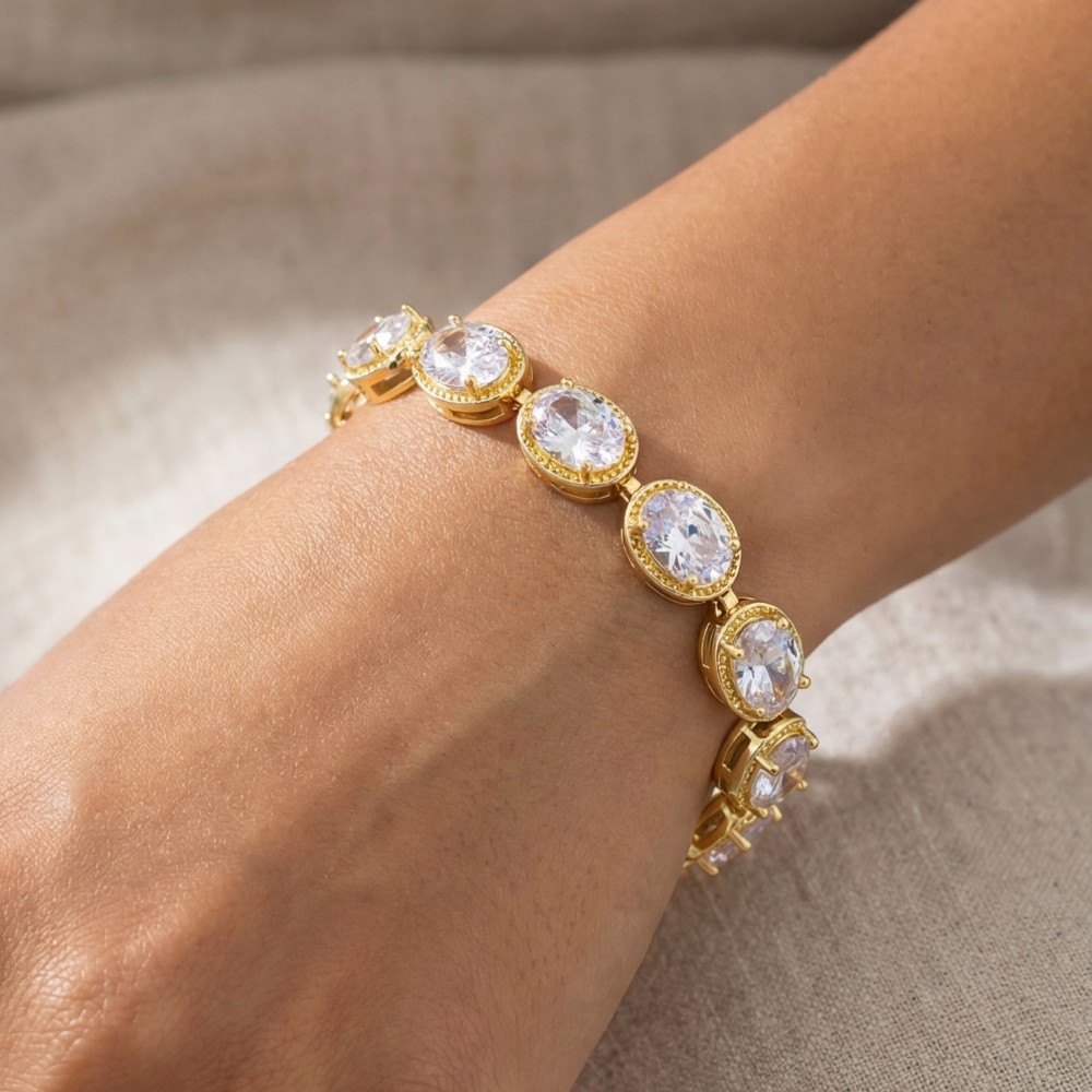 Multi Cz Chain Link Bracelet