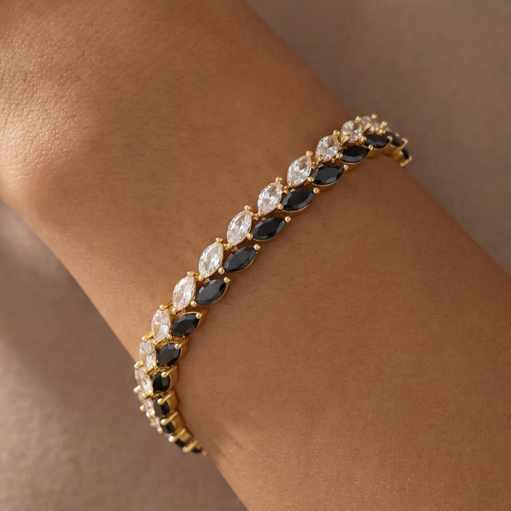 Cz Leaf Chain Link Bracelet