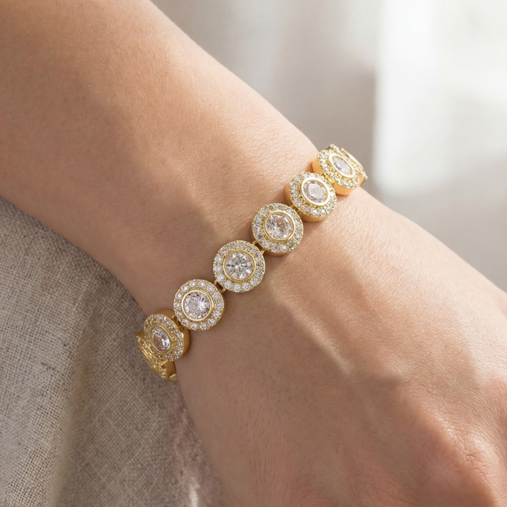 Round Cz Chain Link Bracelet