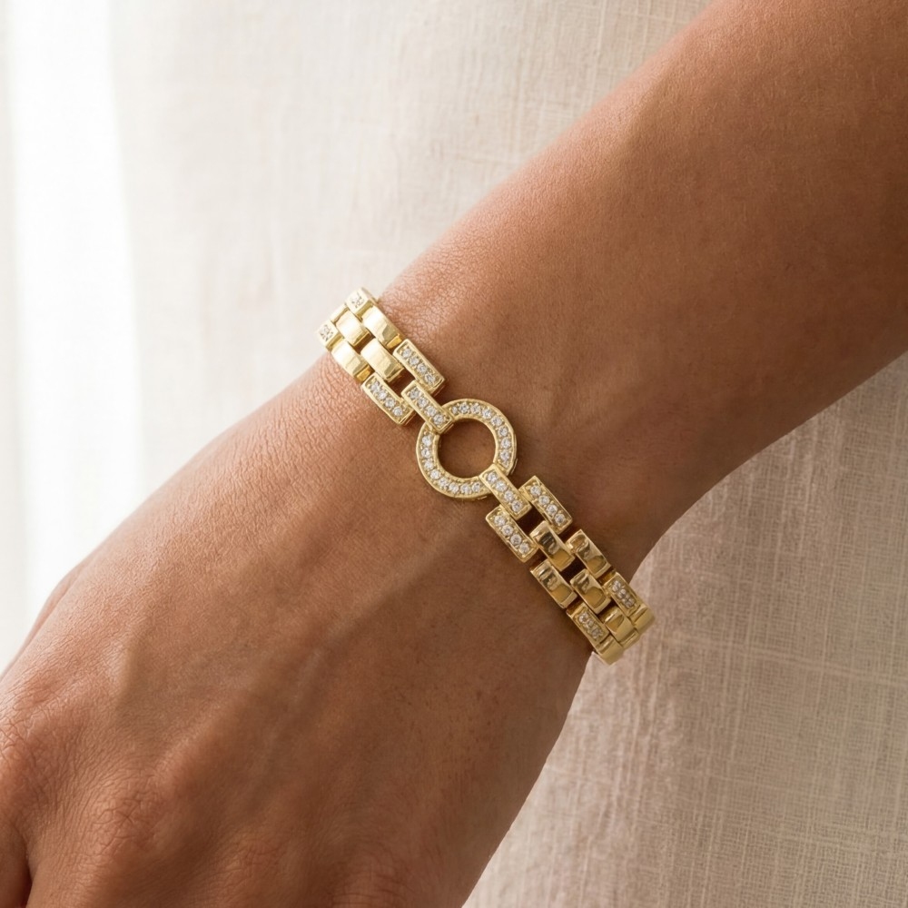 Pave Chain Link Circle Bracelet