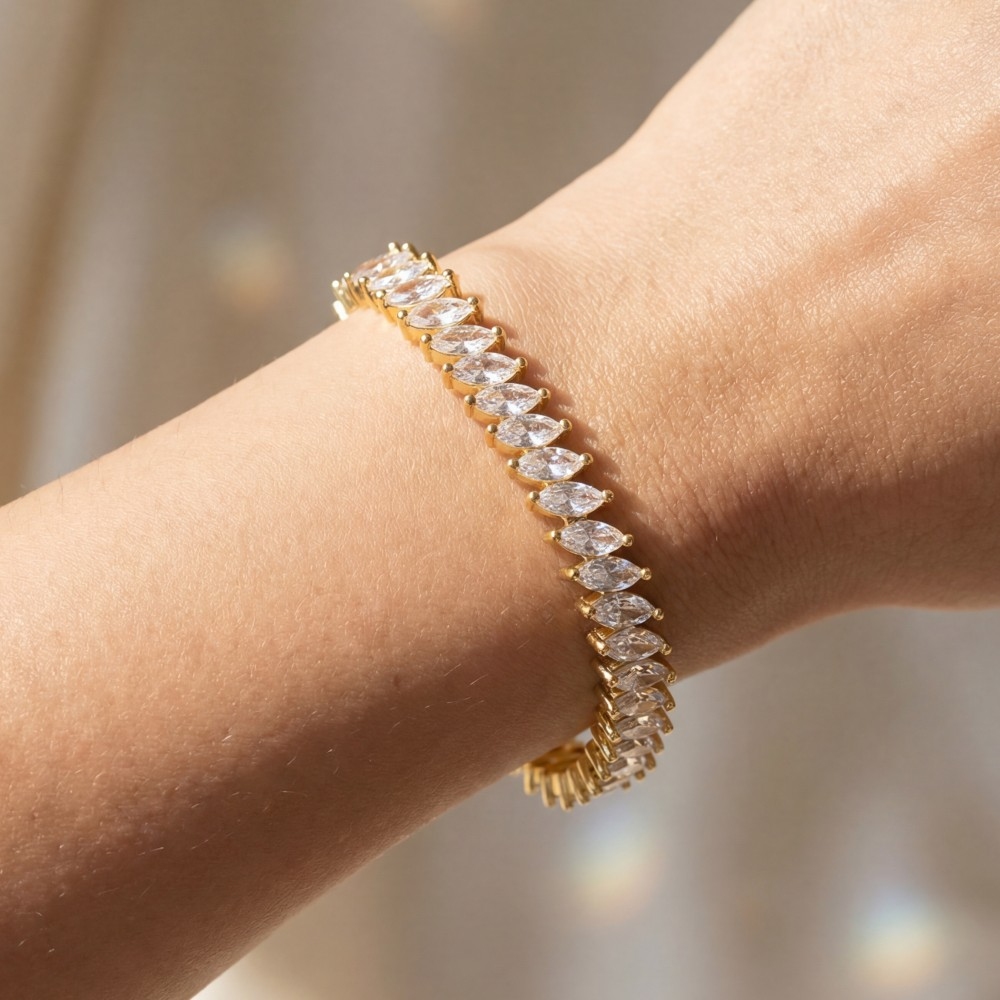 Cz Marquise Chain Link Bracelet