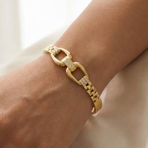 Stainless Steel Chain Clasp Bangle Bracelet