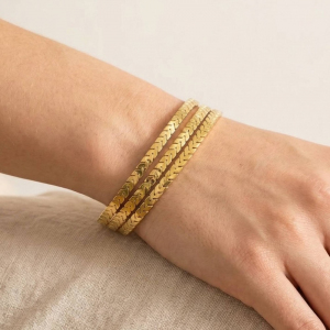 Stainless Steel Herringbone Chain Stackable Bangle Bracelet