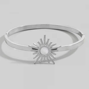 Gold Dipped Sunburst Opal Stone Bangle Bracelet
