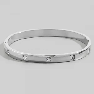 Gold Dipped Cz Station Bangle Bracelet