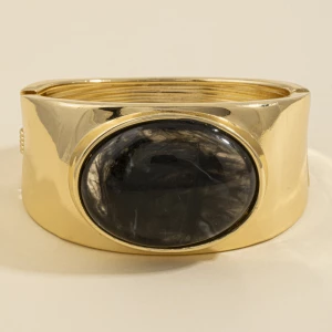 Oval Cabochon Wide Cuff Bracelet