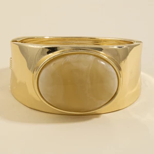 Oval Cabochon Wide Cuff Bracelet