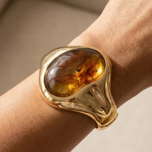Molten Oval Cabochon Cuff Bracelet
