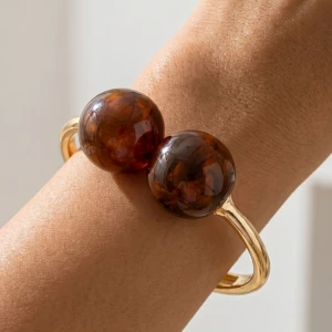 Double Sphere Bypass Cuff Bracelet