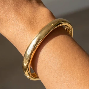 Chunky Polished Wide Tube Hinged Bracelet