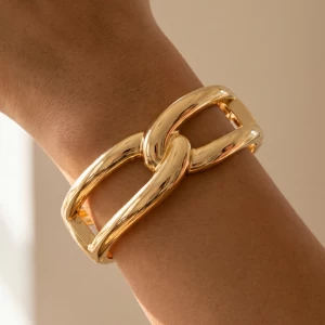 Bold Chunky Interlocking Oval Link Cuff Bracelet