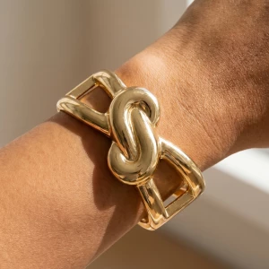 Chunky Love Knot Center Open Cuff Bracelet