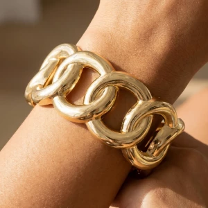 Wide Curb Chain Link Open Cuff Bracelet