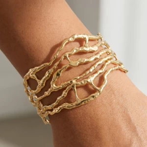 Organic Wave Cutout Wide Cuff Bracelet