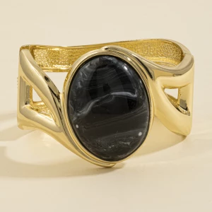 Oval Cabochon Loop Cuff Bracelet