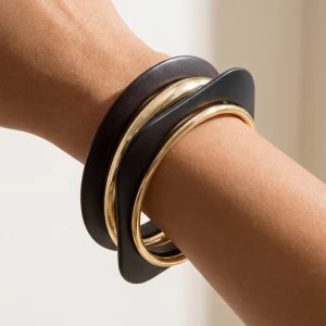 Matte Square Bangle Three Piece Bracelet Set