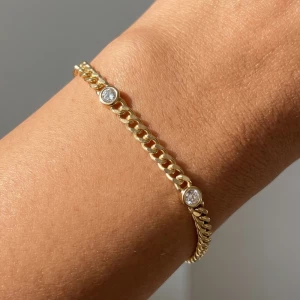 Bezel Cz Station Curb Chain Bracelet