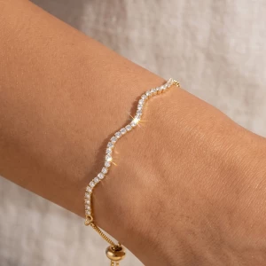 Wavy Cz Tennis Adjustable Bolo Bracelet