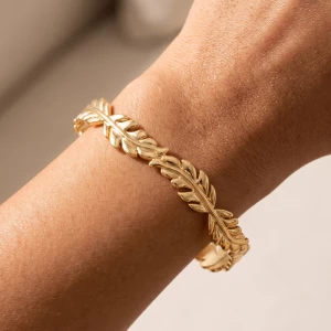 Sculpted Leaf Branch Cuff Bracelet