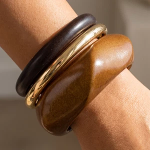 Chunky Sculpted Bangle Bracelet Stack Set
