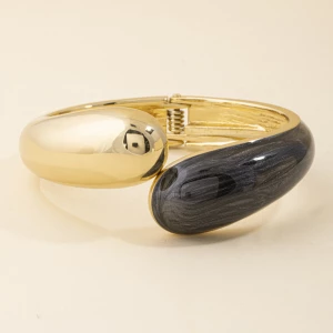 Enamel Teardrop Bypass Hinged Bangle Bracelet