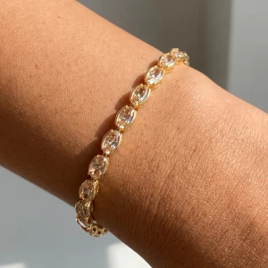 Oval Bezel Set Cz Line Tennis Bracelet