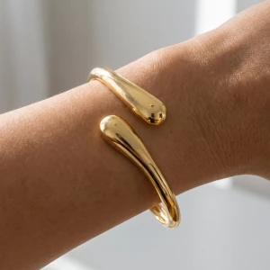 Polished Teardrop Bypass Wrap Bangle Bracelet
